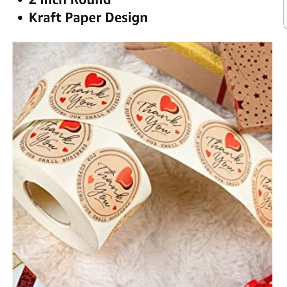 60 ct  2 inch  Kraft Paper THANK YOU FOR SUPPORTING OUR SMALL BUSINESS